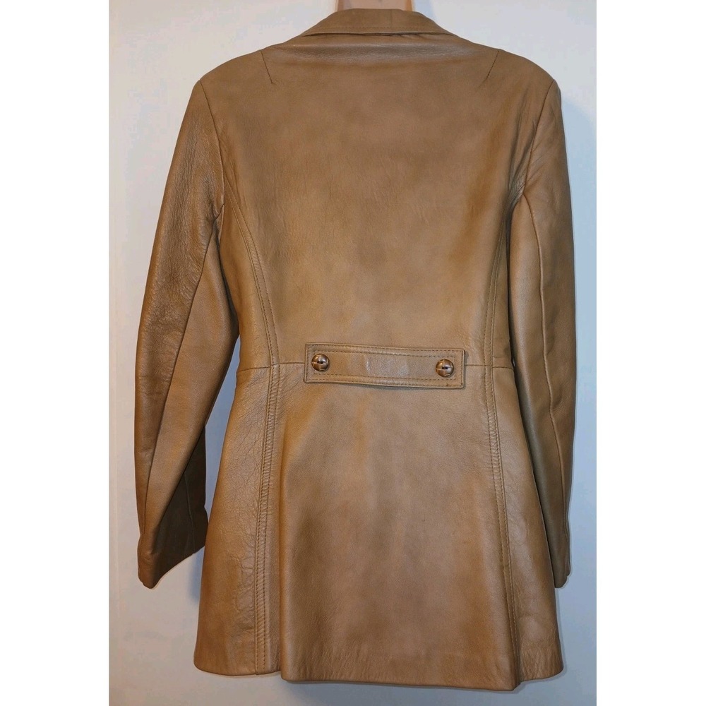 Vintage 80's Lady Grais Tan Leather Blazer Jacket Size 12 Made In USA AC - Picture 8 of 8